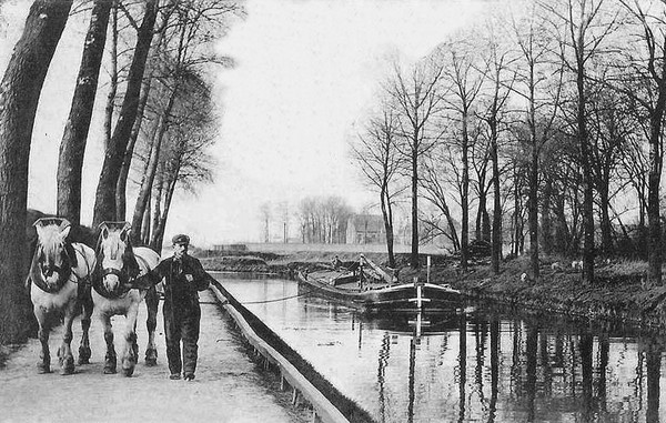 Valenciennes  Péniche halée par des chevaux ©